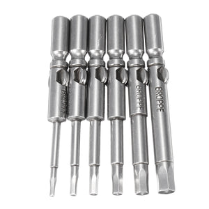 BROPPE 6Pcs 802 Hexagon Screwdriver Bits Set H1.5-H5 6mm Round Shank Electric Screwdriver Bits