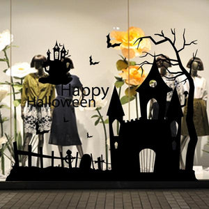 Creative Halloween Haunted House Glass Wall Stickers Background Decoration Sticker Wall Art