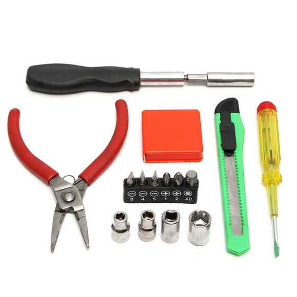 16Pcs Home Fix Knife Cutter Measuring Tape Plier Combination Repair Tool Set Kit