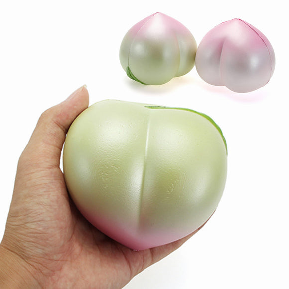 SquishyShop Jumbo Peach Squishy 10cm Shiny Fruit Collection Soft Slow Rising With Ball Chain Tag