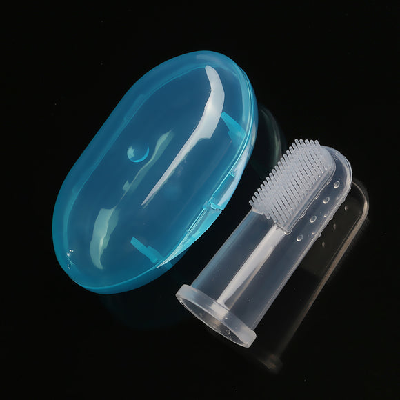 1Pcs Useful Healthy Kids Baby Infant Soft Silicone Finger Toothbrush Teeth Rubber Massager Brush wit