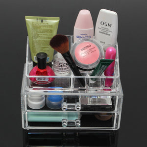 Clear Acrylic Cosmetic Organizer Makeup Brushes Table Neat Holder Drawer