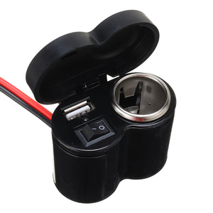 12V-45V 2A USB Charger with Car Lighter Handlebar Mounting for Electric Scooter Motorcycle