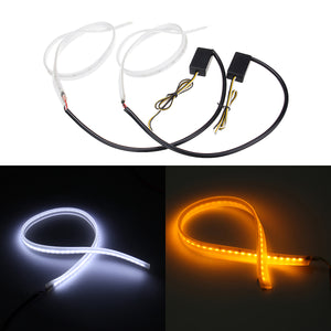 2PCS Switchback LED Strip Daytime Running Lights DRL Sequential Flow Turn Signal 45cm/60cm