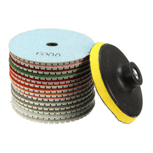 15pcs 4 Inch 30-6000 Grit Diamond Polishing Disc with M14 Self-adhesive Pad