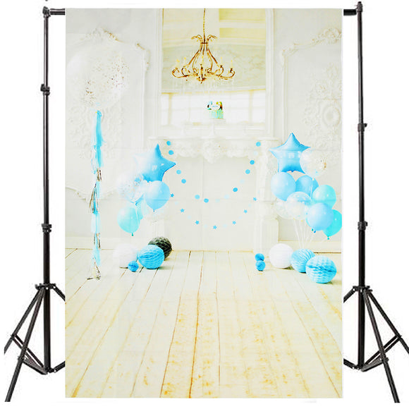 5x7FT White Room Blue Balloon Birthday Theme Photography Backdrop Studio Prop Background