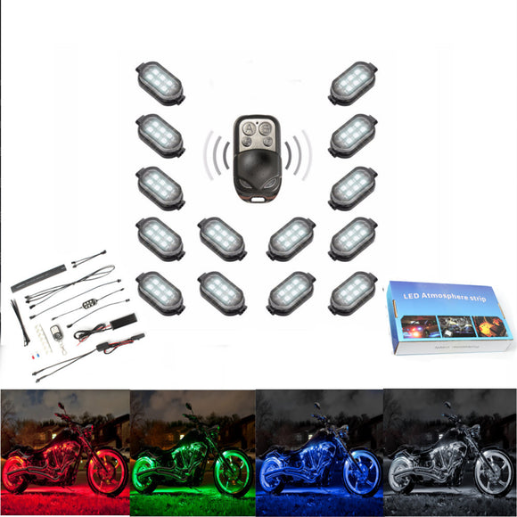 14 Pcs Wireless Control Remote 84LED Neon Accent Lights Green Motorcycle Bike