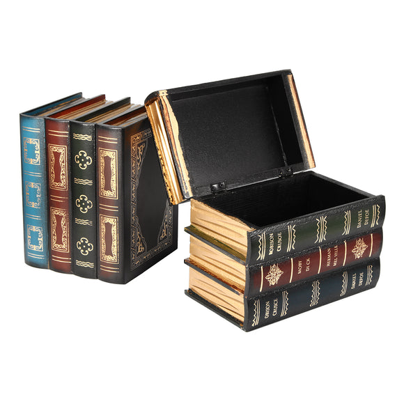 Vintage Book Shape Hidden Secret Storage Box Book Shelf Holder Home Room Decorations