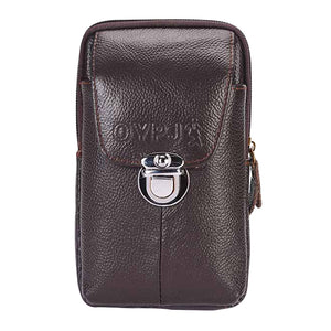 Outdoor Retro Vertical Leather Men Waist Pack Portable Buckle Wallet Multifunctional Phone Bag