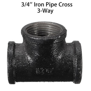 3/4 Inch 3-Way Malleable Iron Threaded Cross Pipe Plumbing Fitting Connector