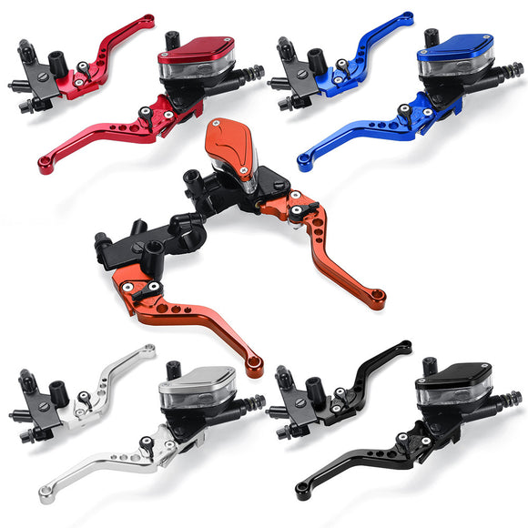 7/8 22mm Motorcycle Handlebar Hydraulic Brake Clutch Master Cylinder Lever Reservoir Set