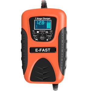 E-FAST 12V 7A Pulse Repair LCD Battery Charger For Car Motorcycle Lead Acid Battery Agm Gel Wet