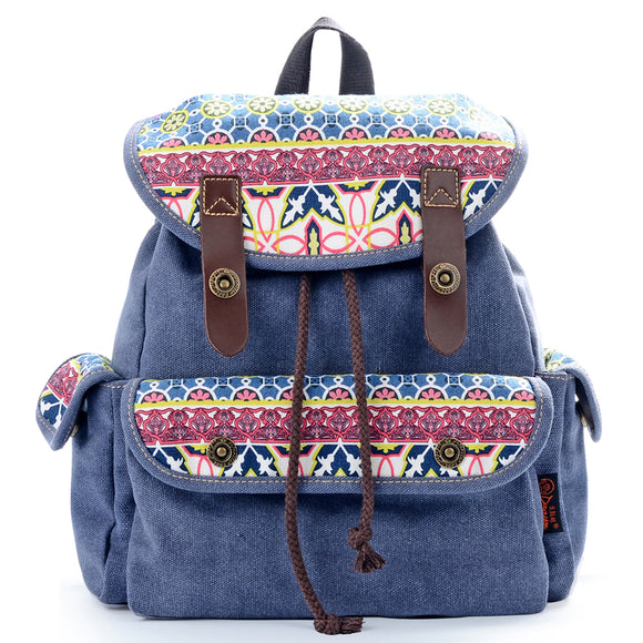 Women National Printing Casual Backpack School Rucksack