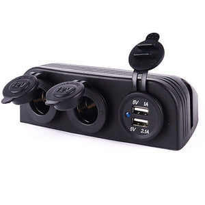 Car Cigarette Lighter Socket with Two Holes Waterproof 12-24V Universal USB Car Charger