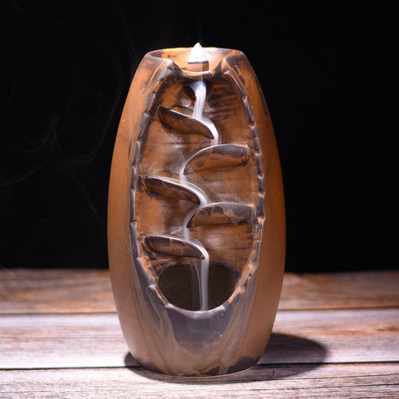 Ceramic Waterfall Backflow Incense Burner Censer Holder Aromatherapy Furnace Home Decor