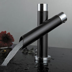 Kitchen Unique Single Handle Black Bathroom Bath Basin Sink Mixer Tap Waterfall Faucet