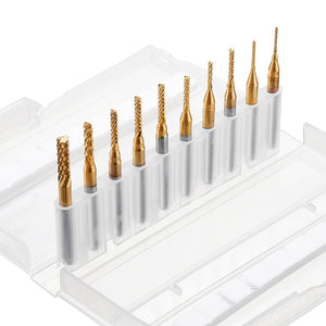 Drillpro 10pcs 0.8-3mm Titanium Coated +10pcs 1.6mm Blue Nano Engraving Milling Cutter Carbide Bits