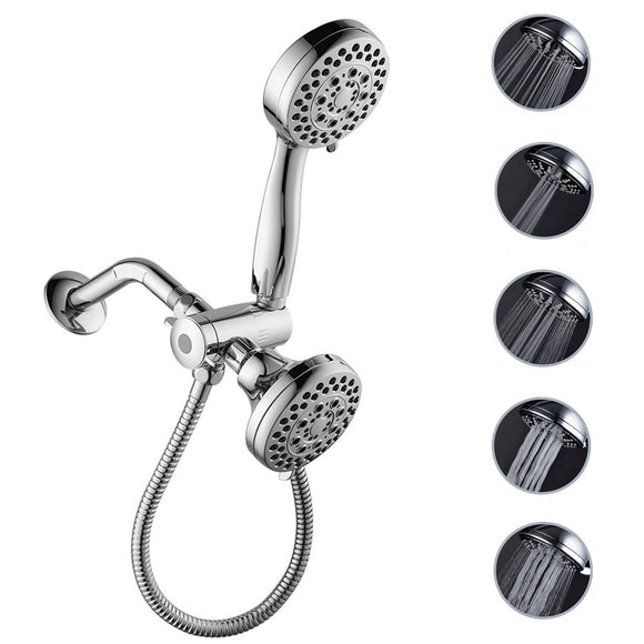 KCASA KC-SH03 Full-Chrome 5+5 Outlet Mode Luxury 2 in 1 Shower-Head & Handheld-Shower Head