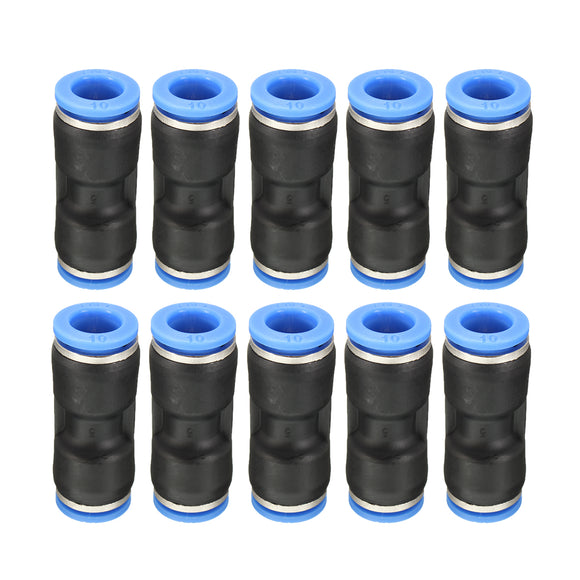 10Pcs Air Pneumatic OD 1/4 Inch Straight Union Push to Connect Fitting