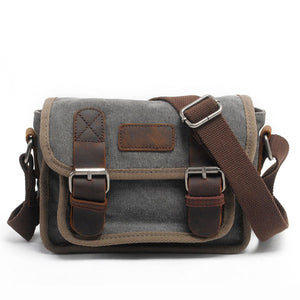 Men Canvas Casual Retro Durable Khaki Blue Gray Shoulder Crossbody Bag