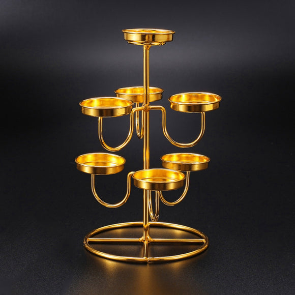 Butter Lamp Candle Holder Ladder-Shaped Alloy Material Without Candles for Buddhism Supply Daily Pray Worship