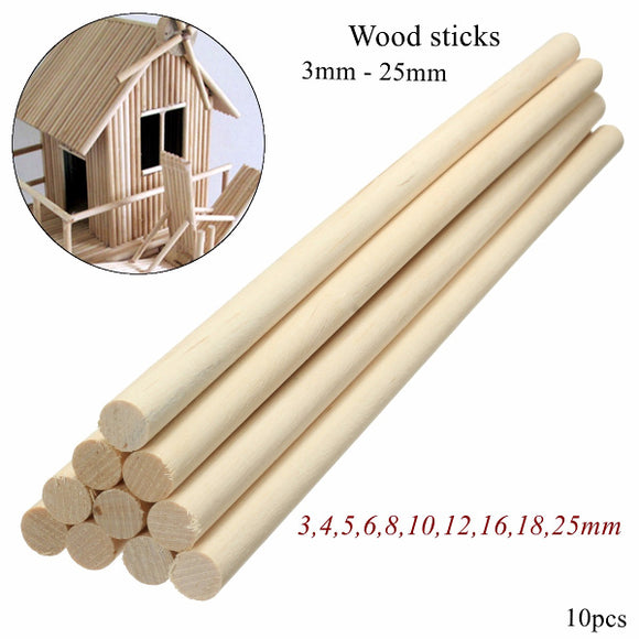 10Pcs DIY Wooden Arts Craft Sticks Pole Rods Sweet Trees Tool 30CM