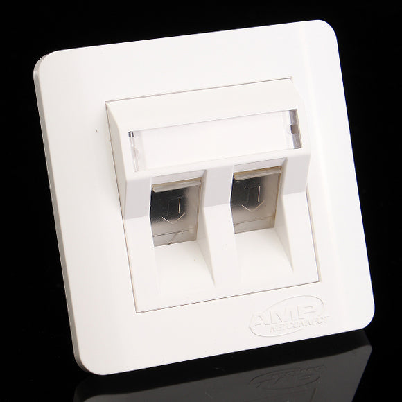 ABS Plastic CAT6 Double Ports RJ45 Wall Outlet Network LAN Socket Panel