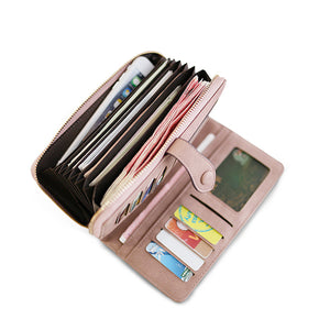 Lady Wallet Purse Credit Card Clutch Holder Long Wallets with 8 Card Slots & 8 Currency Compartments