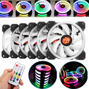 Coolmoon 6PCS 120mm Adjustable RGB LED Light Computer PC Case Cooling Fan with IR Remote