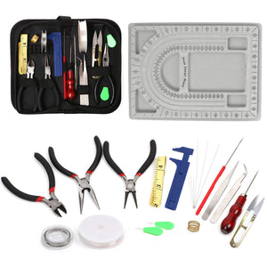 23PCS Zipper Leather Bag Set Bag DIY Pliers Beading Needle Children's Early Education Puzzle Handmade Necklace Design Plate