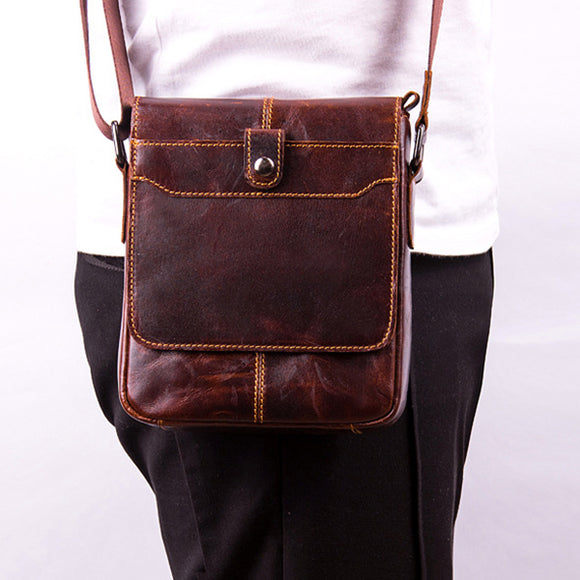 Men Genuine Leather Vintage Business Crossbody Bag Shoulder Bag