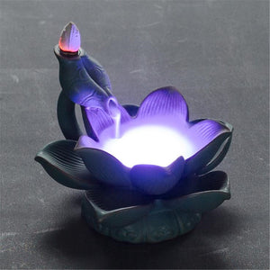 LED Ceramic Backflow Incense Waterfall Smoke Incense Burner Censer Holder Home Decorations