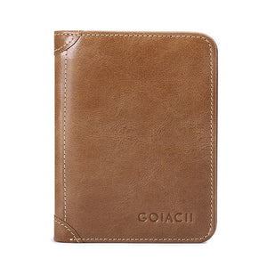 Men SIM SD Card Holder Genuine Leather Vintage Fashion Multi-functional Multi-slots Trifold Wallet