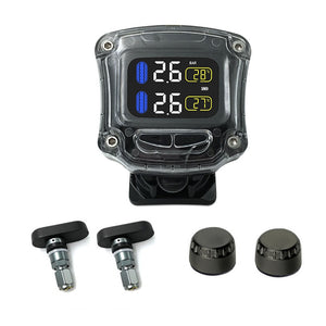 CAREUD Real Time Tire Pressure Monitor System Waterproof Motorcycle TPMS Wireless LCD Display Internal/External