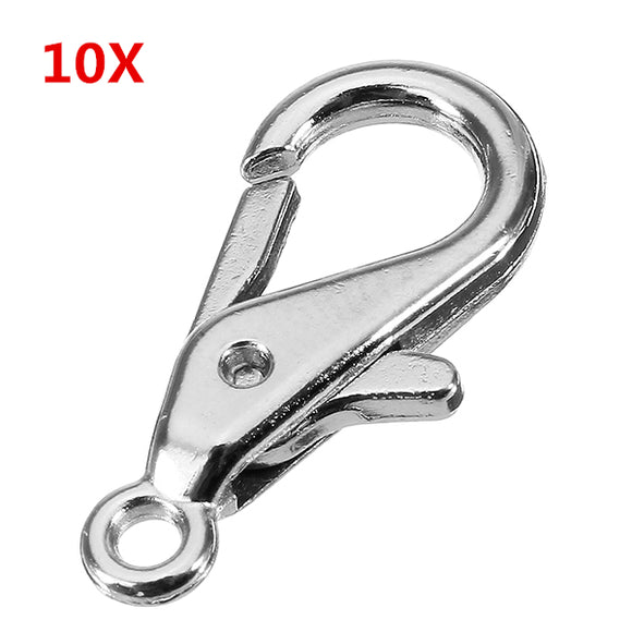 10Pcs 23mm Silver Zinc Alloy Lobster Claw Clasp with 1.7mm Round Ring