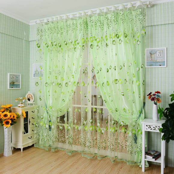 Honana WX-C1 1x2m Tulips Flower Voile Door Curtain Panel Window Room Divider Sheer Curtain