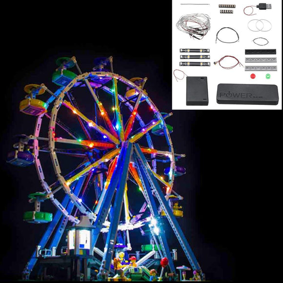 Blocks Accessories Decor LED Light Kit For LEGO Ferris Wheel 10247 Without Bricks Model Toys