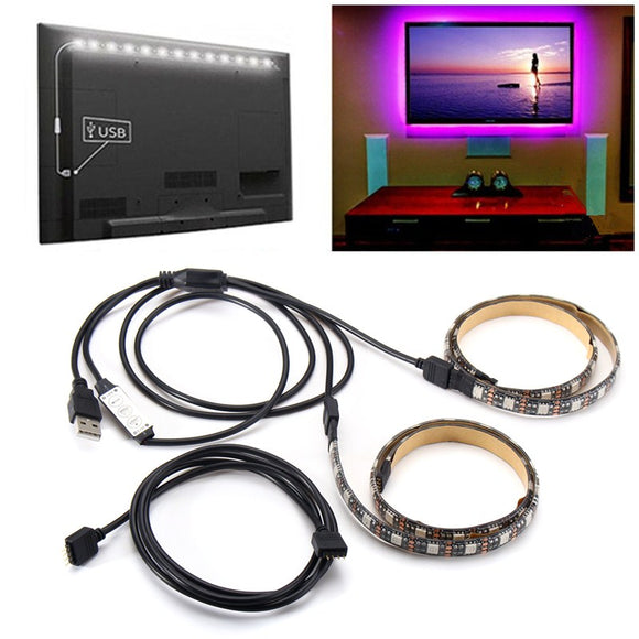 2PCS 50cm 5V 5050 Waterproof RGB USB LED Strip Light Bar TV Background Party Lighting Kit