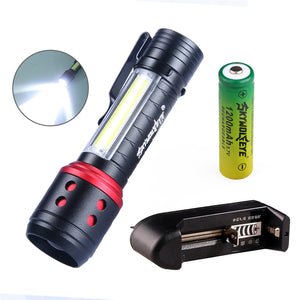 Skywolfeye E81 COB+XPE 4 Modes 300Lumens Zoomable Mini Portable LED Flashlight 14500/AA Battery Work Light