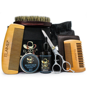 Beard Grooming Trimming Kit for Men 7-in-1 Beard Care Kit Beard Scissors Comb Brush Beard Oil Balm Grooming Beard Comb Tool Set