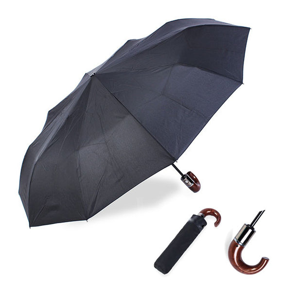 Automatic Folding Windproof Men Sun Rain Hook Handle Umbrellas