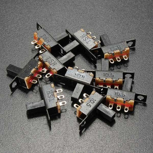 10Pcs Black Mini Size SPDT Slide Switches On-Off 100V 2A DIY Material