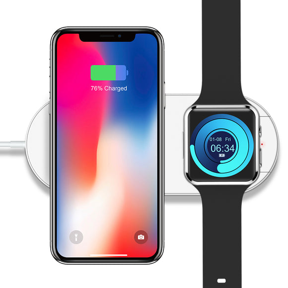 FLOVEME 10W 7.5W Mini Qi Fast Charging Wireless Charger for iPhone XR XS for iWatch 2 3 Note 9 S9