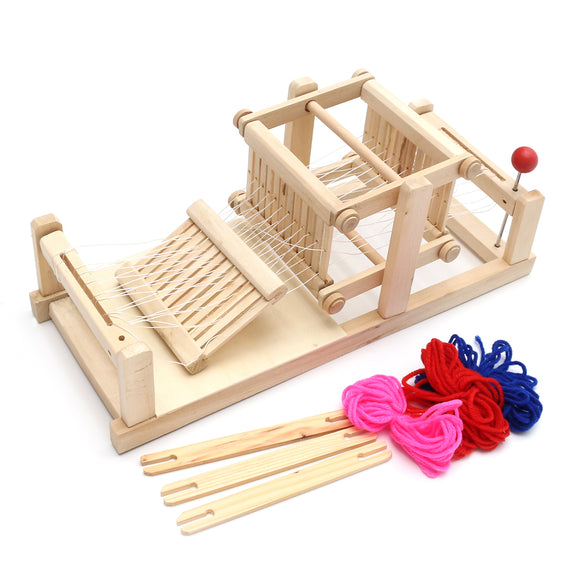 DIY Brocaded Enginery Chinese Traditional Wooden Table Weaving Loom Machine Model Handicraft Toy