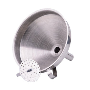 KCASA KC-FS022 5 Inches Stainless Steel Funnel Wide Mouth Liquid Oil Filling Funnel With Strainer