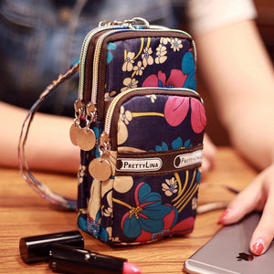 Mini Fashion Pattern Zipper Sport Shoulder Bag Wrist Purse For iPhone Samsung Xiaomi