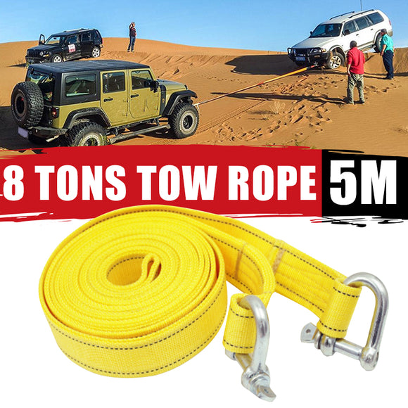 5M Car Traction Rope Car Emergency Trailer W/ Car Tow Winch Rope 16000KG Tow