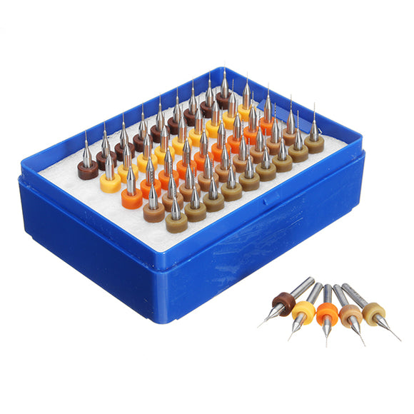 Drillpro 50pcs 0.25-0.45mm Tungsten Carbide Micro PCB Drill Bit Set for PCB Circuit Board