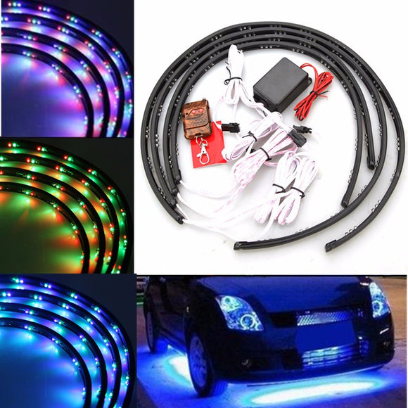 7 Color LED Strip Car Under Glow Underbody System Neon Light Kit