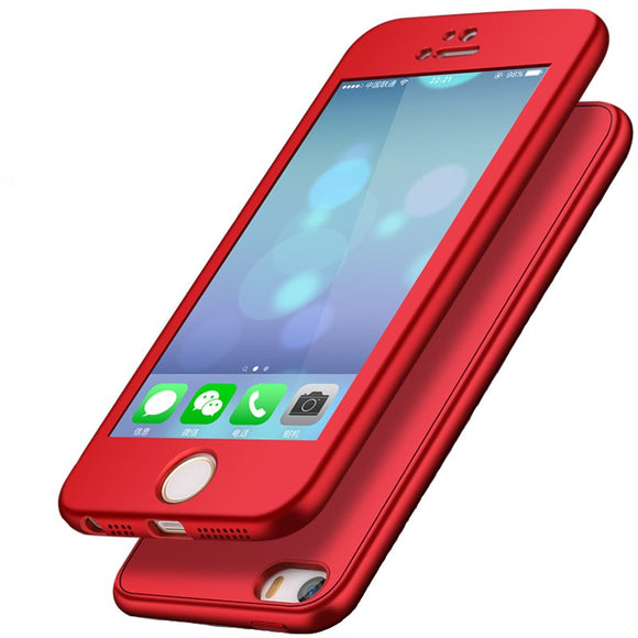 Bakeey 360 Full Body Silicone Case With Tempered Glass Film For iPhone 5/5s/SE